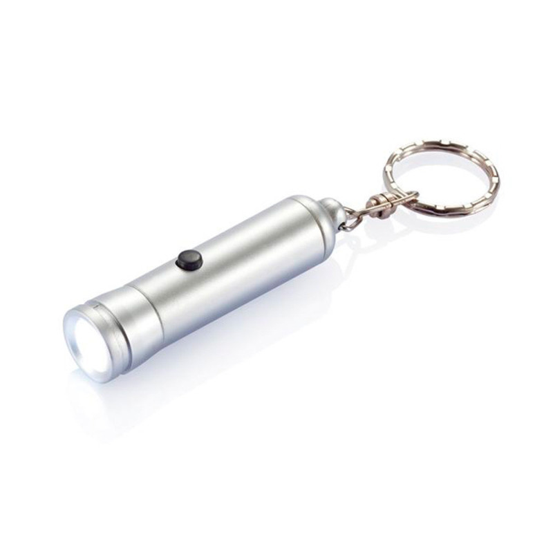 Llavero linterna LED plateado personalizado para empresas