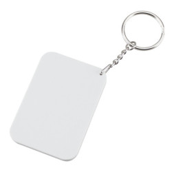 Llavero rectangular blanco para sublimación vista frontal