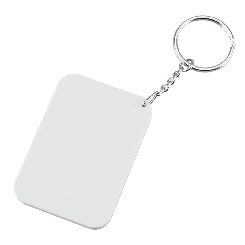 Llavero rectangular blanco para sublimación vista frontal
